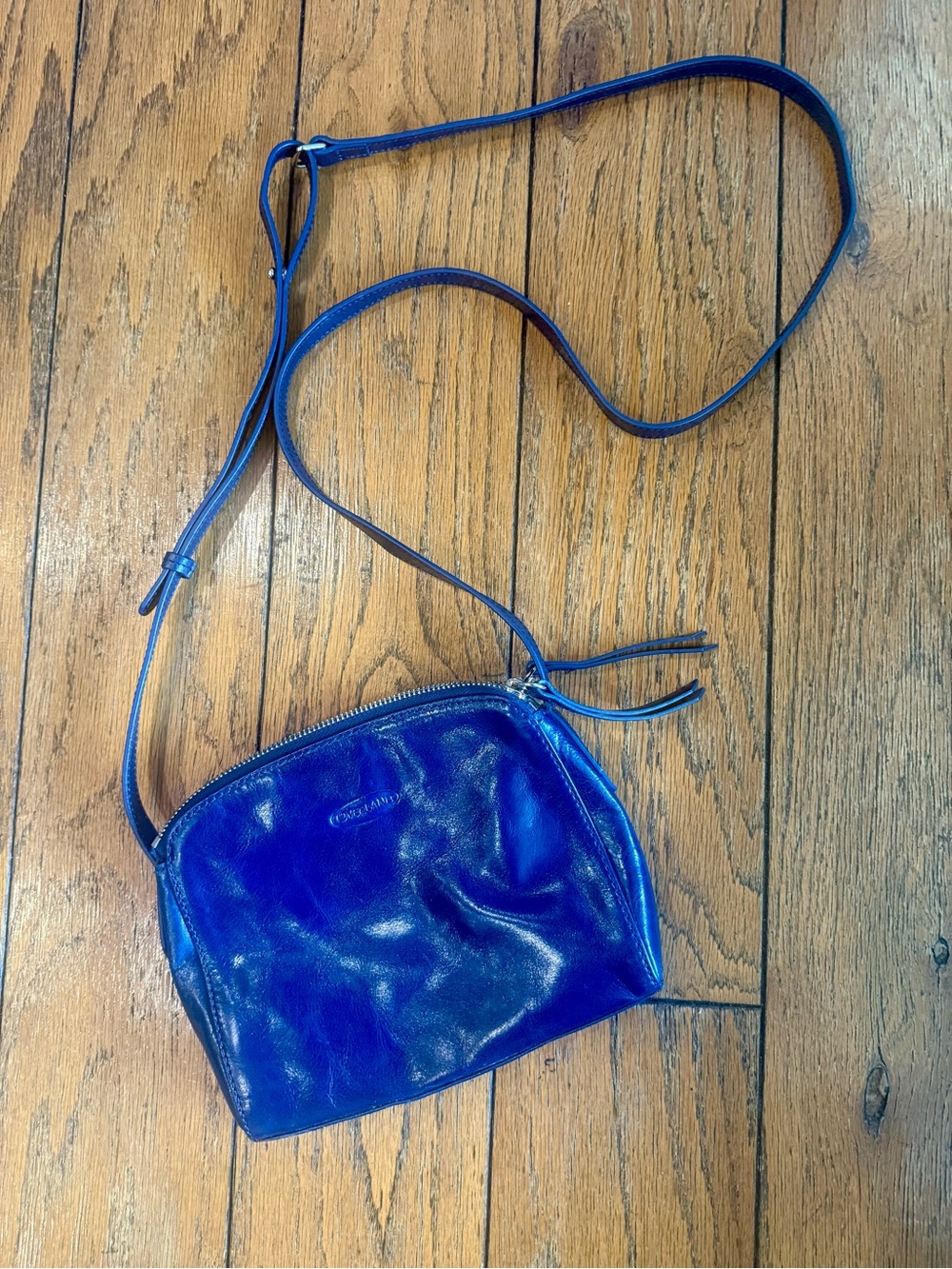 Vintage 90s/Y2K Overland dark blue leather crossbody bag